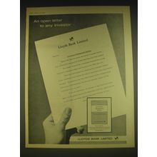 1963 Lloyds Bank Ad - An open letter to any investor