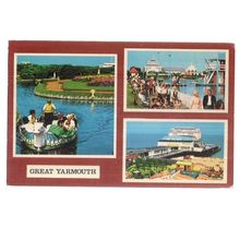 GREAT YARMOUTH, NORFOLK multiview used vintage postcard Sapphire card 1973 pm =