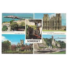 multiview, SOMERSET county .used vintage postcard Colourmaster 1977 postmark =