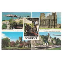 multiview, SOMERSET county .used vintage postcard Colourmaster 1977 postmark