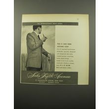 1950 Saks Fifth Avenue Hacking Coat Advertisement