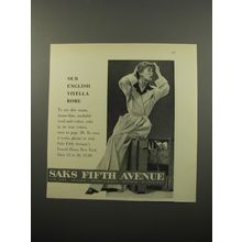 1950 Saks Fifth Avenue Viyella Robe Ad - Our English Viyella Robe