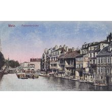 Metz Felsenbrucke River Boats Old German Postcard