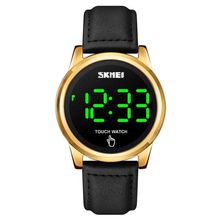 SKMEI 1684 Fashion Touch Screen Simple Leather Strap Men Watch, Leather Strap Bl