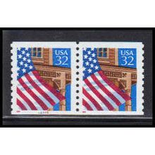 2913v 32c U.S. Flag Over Porch Very Fine MNH LGG CNP Left 66666 PA1711