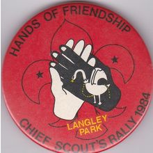 Scout Metal Pin Badge UK Chief Scout Visit - Langley Park 1984 - Used (A1)