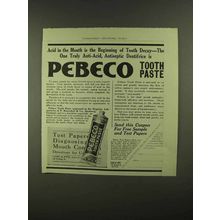 1909 Pebeco Tooth Paste Ad - Acid In The Mouth