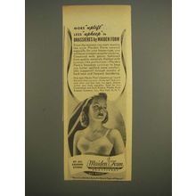 1944 Maiden Form Brassieres Ad - More uplift less upkeep