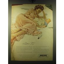 1947 Pacific Balanced Sheets Ad - art by John Gannam - Quittin' Time