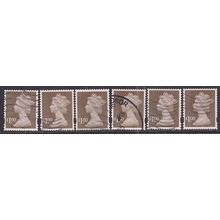 GB 2014 QE2 6 x £1 Bistre Brown security Machin ( M14L ) SG U2934 ( L1285 )