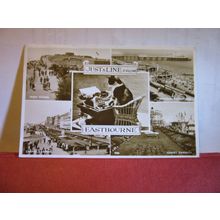 multiview, EASTBOURNE, SUSSEX used postcard. RP by Shoesmith. 1956 pm =