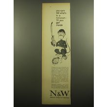 1960 N&W Norfolk and Western Railway Ad - You can't tell what's in a coconut