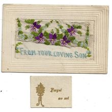 WW1 Embroidered Silk Postcard From Your Loving Son With Card Insert