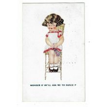 Wonder If He'll Ask Me To Dance? Regent Postcard.