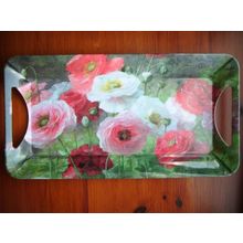 Melamine Sandwich/Serving Tray, Handles, Cluster of Poppies, Floral, Lemaire Art