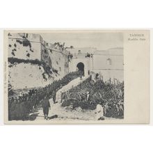 MOROCCO Tangier Kasbah Gate Army Recruits early 20th C. RPPC Cumbo 24