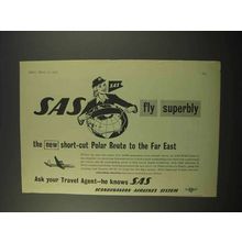 1957 SAS Airline Ad - Short-Cut Polar Route to Far East