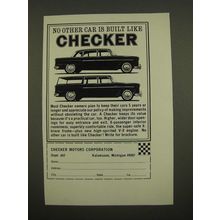 1967 Checker Cars Ad - No Other Car is Built Like Checker