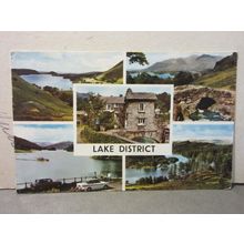 multiview, LAKE DISTRICT, CUMBRIA used vintage postcard 1967 postmark =