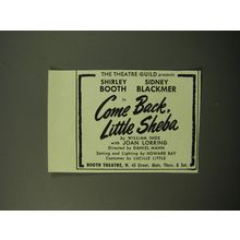 1950 Come Back, Little Sheba Play Ad - The Theatre Guild presents Shirley Booth