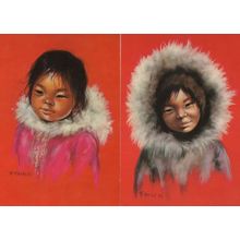 Pitutok Ekaluk Canadian Eskimo Child 2x Postcard s