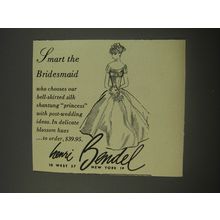 1956 Henri Bendel Fashion Ad - Smart the bridesmaid