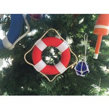 Pack Of 2] Vibrant Red Decorative Lifering With White Bands Christmas Orname...