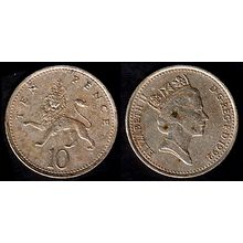 United Kingdom Ten Pence 1992 Used Coin 10d Lion QE II UK