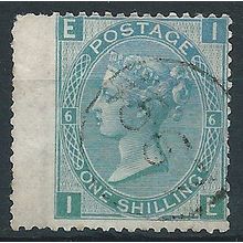 1871 SG117 1/- Green Plate 6 Fine Used Wing Margin Check Letters “IE”