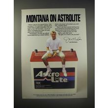 1990 Astro Lite Car Batteries Ad - Joe Montana - Montana on Astrolite