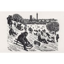 Skiing Sleighing At Primrose Hill London 1976 Painting Postcard