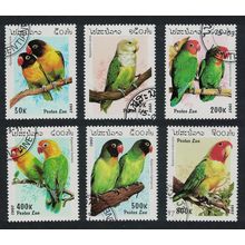 Laos Lovebirds Parrots Birds 6v 1997 CTO SG#1550-1555