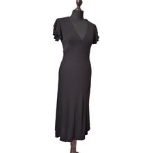 Moda International Black Frilled Sleeves V-Neck Midi Dress Size 10 UK