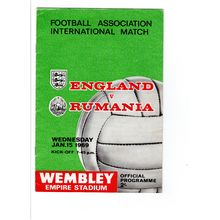 England v Rumania 1969 Wembley football programme