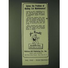 1943 Mc-Graw Hill Direct Mail List Service Ad - Solves the problem of mailing