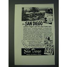 1948 San Diego Tourism Ad - Summer Lingers Just for You
