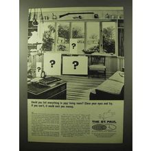 1966 The St. Paul Insurance Ad - List Your Living Room
