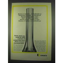 1967 Kennametal Metal Inc. Ad - Modulus Elasticity
