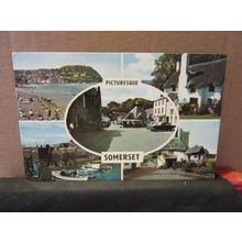 multiview, PICTURESQUE SOMERSET county .used vintage postcard 1972 pm =