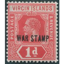 British Virgin Islands 1919 1d scarlet War Tax SG78c unused