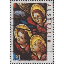 AUSTRALIA, CHRISTMAS, Stained glass, Three Angels, black 1995, $1, #2