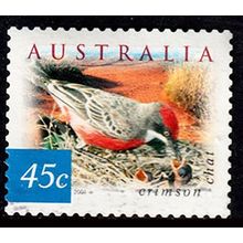 Australia 2001 Bird Crimson Chat 45c Used P&S Stamp Crimson Chat 12.5 Perf