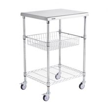 3-Tier Utility Cart Rolling Cart on Wheels 24"x20"x36.6" 470 LBS 6 Hooks