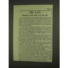 1903 Postum Food Coffee Ad - He Can