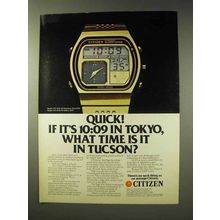 1980 Citizen Quartz Digi-Ana Alarm Watch Ad - Quick!
