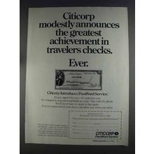 1980 Citicorp Travelers Checks PassWord Service Ad