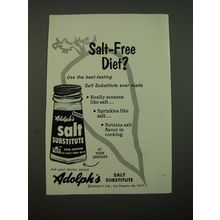 1955 Adolph's Salt Substitute Ad - Salt-free Diet?