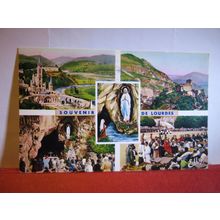 LOURDES, FRANCE multiview used vintage postcard 1965 pm =
