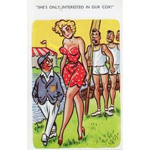 Rowing Boat Race Oars Ship Cox Sexy Lady Old Comic Postcard