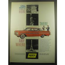 1959 Hertz Rent-A-Car Ad - Call Hertz to reserve a car here there anywhere